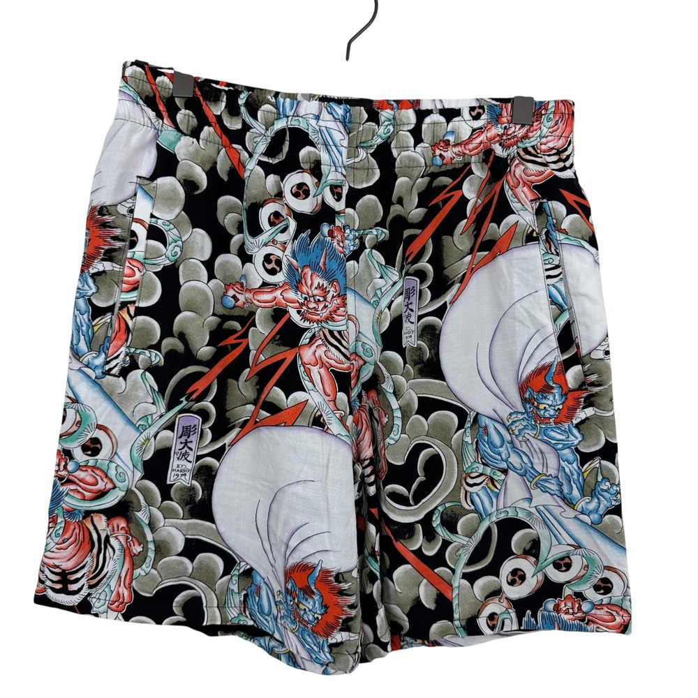 Ed Hardy Swim Short Mens Small Black Japan Bee Graphic Print EHBAO8001-7